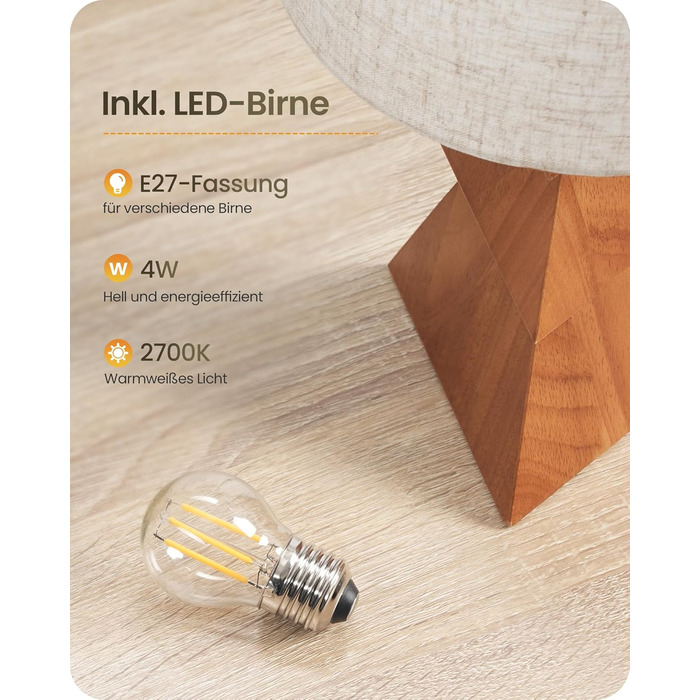 Дерев'яна настільна лампа GOEBLESON для спальні, вітальні, готелю. Сучасний дизайн, тепле світло 2700K, E27, подарунок. Модель ZME07TLD05N1 (у вигляді дерева)