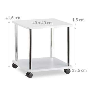 Зручний приставний столик Relaxdays на коліщатках з двома ящиками