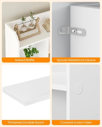 Стильний стелаж для книг з 6 секціями, білий, 24 x 60 x 170 см (BC11103X)