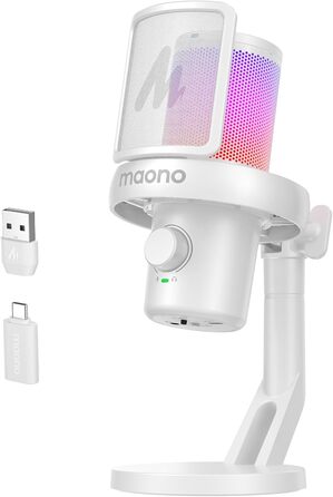 MAONO DM40 Бездротовий мікрофон для ПК з RGB-підсвіткою та ШІ-зміною голосу, шумозаглушення, для геймінгу, подкастингу та стрімінгу