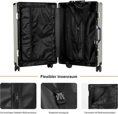 Набір валіз HOMELUX 3 шт. (M-L-XL) з ABS-пластику, сріблясті, з жорсткою обшивкою, з ручкою-телескопом, для подорожей