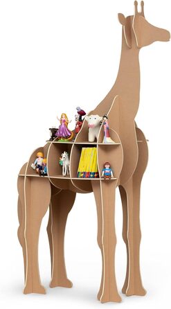 Дитяча полиця Cardboard Co Жираф Іві в білому кольорі - підходить приблизно для 44 тоні, іграшок або дитячих книг - 100 без пластику (натуральний коричневий)