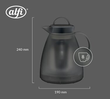 Термос Alfi DAN 1.0 л, пудрово-рожевий, з термоізоляційного пластику з вставкою з термостійкого скла, з кришкою-поворотом, дизайнерська модель, ідеально підходить для кави та чаю, BPA-free (з фільтром для чаю, Smoke)