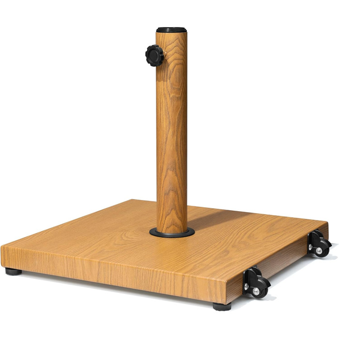 Підставка для парасольки на терасу, 18,1 кг, міцна квадратна підставка з бетону, ринкова підставка з текового дерева (з колесами)