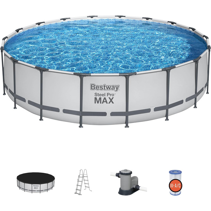 Каркасний басейн Steel Pro, комплект з фільтруючим насосом та аксесуарами, 457 x 122 см, (549x122 см, синій)