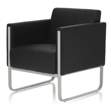 Крісло для відпочинку ARUBA STEP, каркас біло-сірий, штучна шкіра, одномісне, колір - чорний, hjh OFFICE