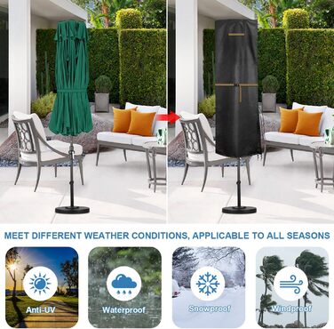 Захисний чохол для двостороннього парасоля VANSHEIM до Ø 400 см. Водонепроникний, захист від УФ, для парасолів-маркіз. Розмір 460x270 см.