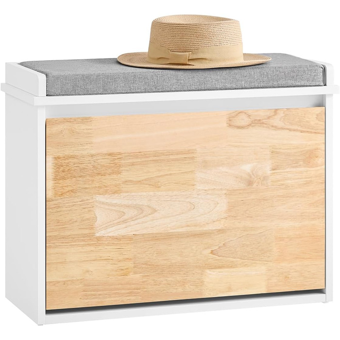 SoBuy Взуттєва шафа з 2 відкидними кришками, полиця для взуття, вузька, з 4 полицями, біла, 61x100x26 см, FSR165-W