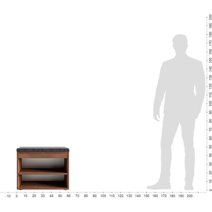 Лавка для взуття з сидінням - Полиця для взуття Лавка з місцем для зберігання Біла маленька тумба для взуття з лавкою Лавка для взуття в передпокої Лавка для шафи Софія (60 x 48 x 32 см, Горіх Оббивка (сіра)