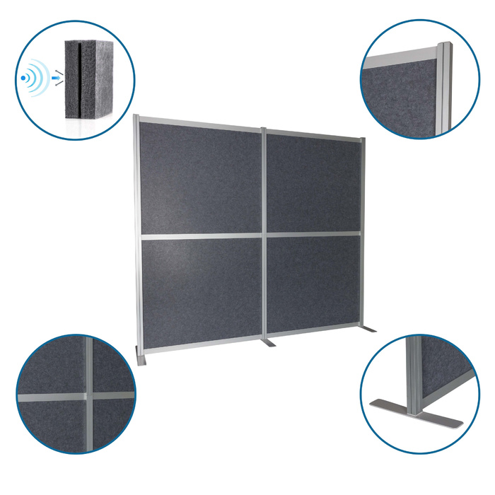 Акустична перегородка / мобільна панель FLEXMIUT MODUL 167x192 PET сіра hjh OFFICE