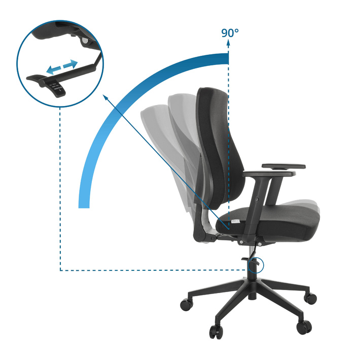 Офісне крісло MATHES, обтягнуте тканиною, чорного кольору. hjh OFFICE