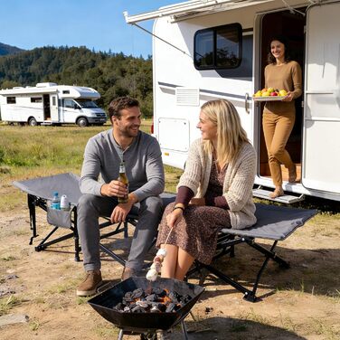 Розкладне ліжко для кемпінгу Sekey XXL (190x71x35 см), посилене сталеве ліжко-трансформер з тканиною Oxford, сіре (без матраца)