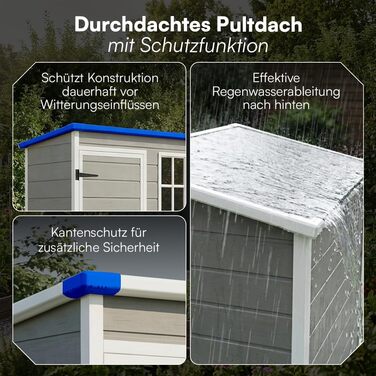 Сарай садовий Steelsøn Novara з вікном та похилим дахом 192x92x151 см - пластиковий, сірий, вологостійкий