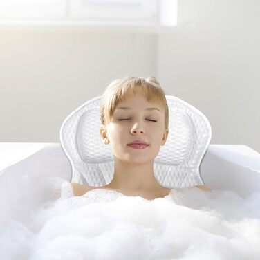 Подушка для ванни Purpledi, технологія повітряної сітки 4D, 6 присосок (Біла)