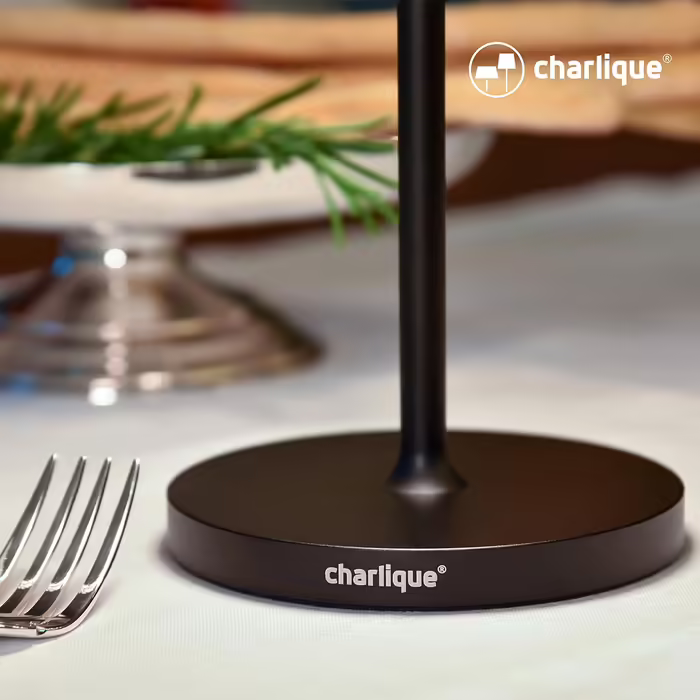 Світлодіодна акумуляторна настільна лампа charlique, 38 см, чорна, USB, тепле світло, для дому та вулиці, водостійка для балкона, тераси і саду