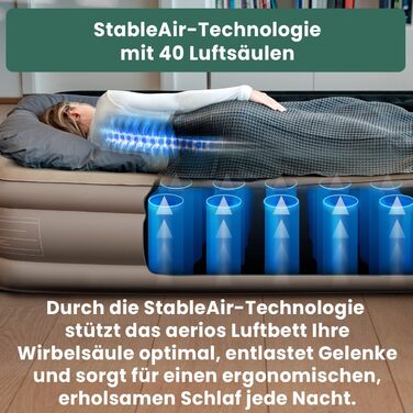 Надувне ліжко для 2 осіб - самонадувна повітряна матрац | Преміум гостьове ліжко без кабелю живлення - вбудований USB-C насос | Надувне ліжко - виберіть розмір зараз! (Бежевий, двоспальне)