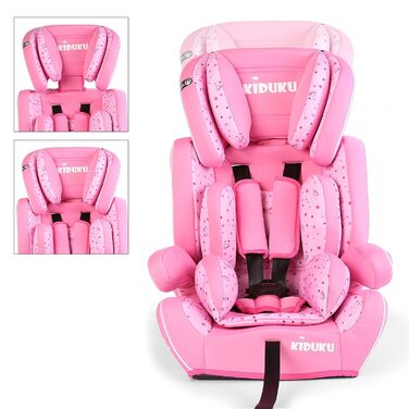 Дитяче автокрісло KIDUKU 9-36 кг (1-12 років) - Автокрісло ECE R44/04, Дитяче автокрісло Група 1/2/3 Дитяче автокрісло, Рожевий/Рожевий рожевий / рожевий
