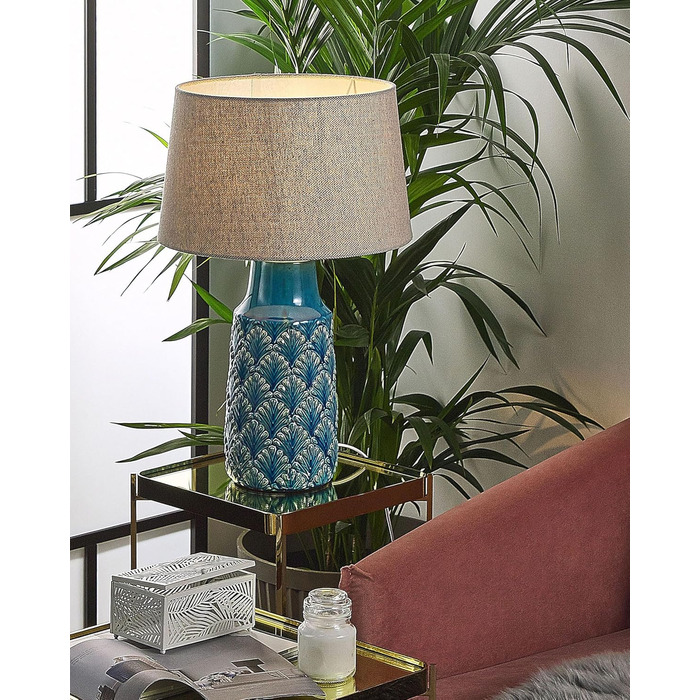 Декоративна настільна лампа Beliani Thaya, кераміка/поліестер, блакитна