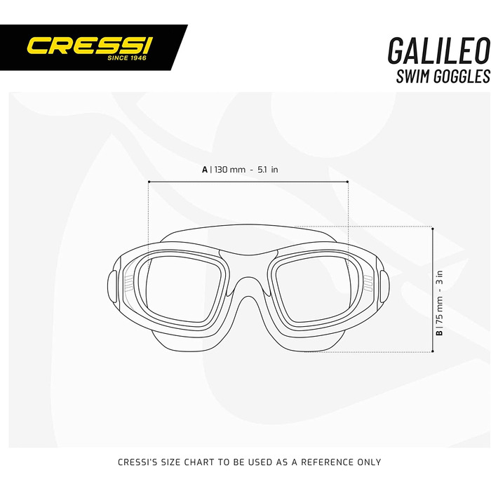Окуляри для плавання Cressi Galileo з загартованим склом (Один розмір підходить всім, прозорий / чорний)
