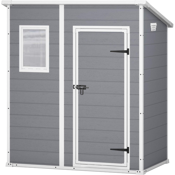 Сарай садовий Keter Manor Pent 6x4 сірий, пластиковий, вологостійкий, 183.5x111x200.5 см