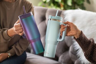 Термокружка Milu 1200 мл з трубочкою та ручкою – подарунок на Великдень для жінок та чоловіків. Ідеї подарунків для тата, мами, друга, подруги. Подарунки на День батька та День матері. Подарунки для дідуся та бабусі (1200 мл, Blossom Pink)