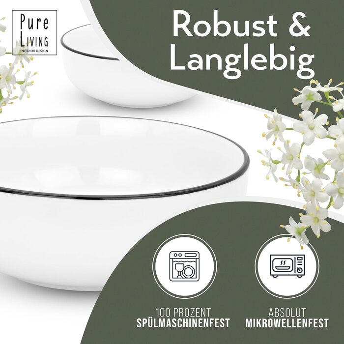 Набір посуду в скандинавському стилі на 6 персон - Porcelain Premium White 18 предметів - Набір посуду для посудомийної машини та мікрохвильової печі - Столовий сервіз, Bowl & Plate Set - Стильний посуд, Столовий посуд (глибокі тарілки (6 предметів))