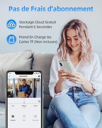 Відеодомофон XTU 2K HD з Wi-Fi, бездротовий, для вулиці, з нічним баченням та PIR-датчиком руху, двосторонній аудіо, білий