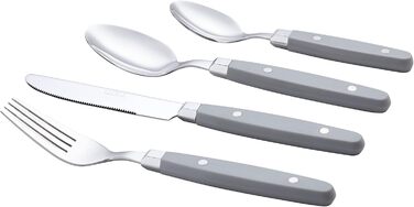 EXZACT Набір столових приборів 24 шт. з нержавіючої сталі з ручками з фіксацією - Ретро стиль. Включає: 6 виделок, 6 ножів, 6 ложок, 6 чайних ложок - сірий колір
