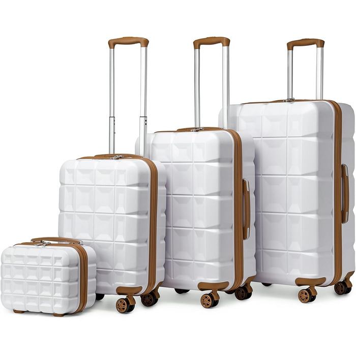 Набір валіз KONO 4 шт. з ABS-пластику з TSA замком (M, L, XL) - білий