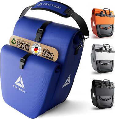 Кофр для багажника 27 л - Може використовуватися як сумка-кофр і сумка через плече - 100 водонепроникний і світловідбиваючий багажник - Сумка для велосипеда (Traveller (з передньою кишенею), синя)