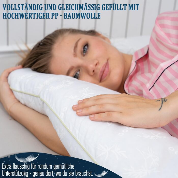 Ортопедична подушка U-подібної форми Schlafweich для сну на боці - подушка для вагітних та годування з бамбука, гіпоалергенна, для підтримки голови, шиї, спини та стегон