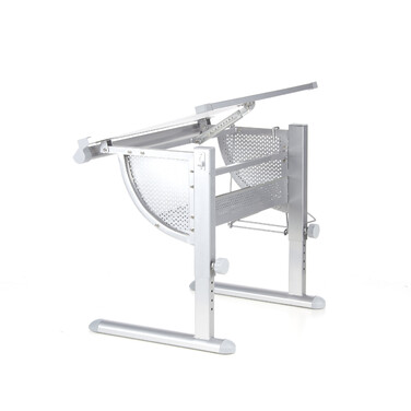 Дитячий стіл BELIA регульований по висоті та куту нахилу, білий / сріблястий, hjh OFFICE