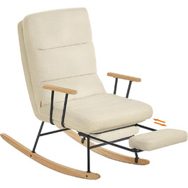 Крісло-гойдалка SONGMICS HOME з дерева каучука, флісова оббивка, регульована спинка, до 160 кг, для спальні/вітальні, камелеон-колір