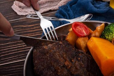 Набір туристичного посуду iBasingo Titan 3 шт. (вилка, ложка, ніж) з нержавіючої сталі - для кемпінгу, риболовлі, пікніків, грилів