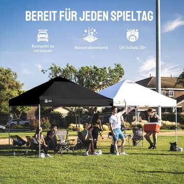 Павільйон CROWN SHADES 3x3: Водостійкий, стабільний, зимостійкий, захист від сонця UV 50+, для кемпінгу та відпочинку на природі, з регулюванням висоти, у комплекті сумка (чорний)