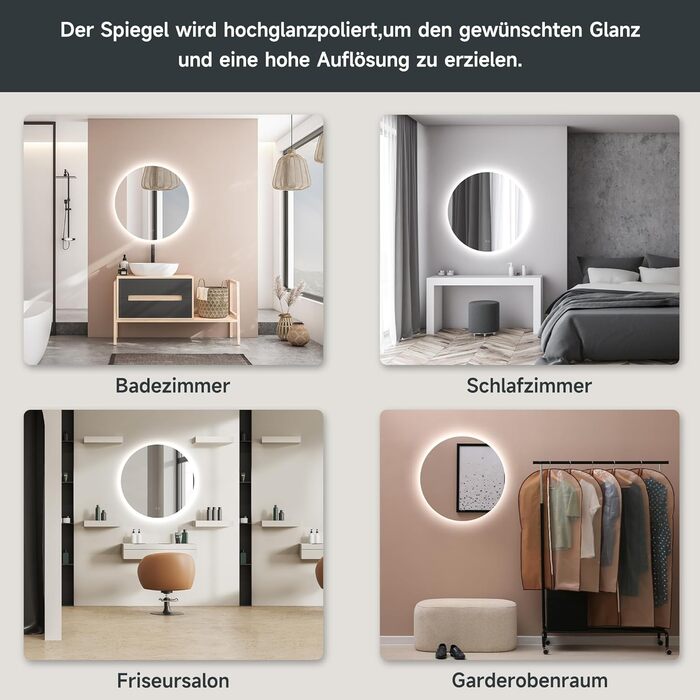 Дзеркало для ванної кімнати SONNI LED з підсвічуванням 80x60 см, біле