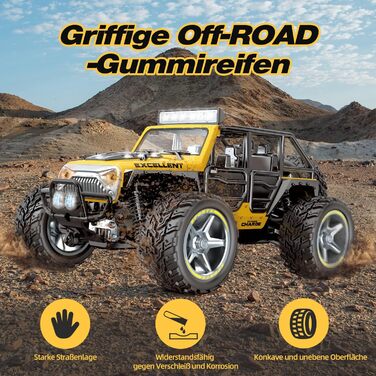 Радіокерований позашляховик Monstertruck 1/22 для дітей від 6 років, 2.4GHz, водонепроникний (2 акумулятори)