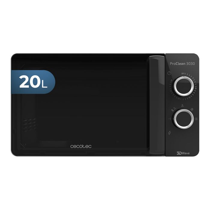 Мікрохвильова піч Cecotec ProClean 3030 20 л, 700 Вт, покриття Ready2Clean, 6 рівнів потужності, таймер 30 хв, розморожування, чорний колір