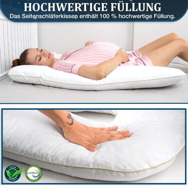 Ортопедична подушка U-подібної форми Schlafweich для сну на боці - подушка для вагітних та годування з бамбука, гіпоалергенна, для підтримки голови, шиї, спини та стегон