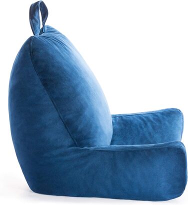 Подушка для читання Linenspa з подрібненим пінополіуретаном (Memory Foam), спинка для сидіння в ліжку, для читання, ігор, перегляду телевізора – подушка-стілець з підлокітниками, ідеальна для гуртожитків, темно-синій, стандартний розмір