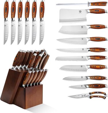 Набір ножів Wildmok 7 шт. з нержавіючої сталі, преміум-якість, з ручкою з пакавуду