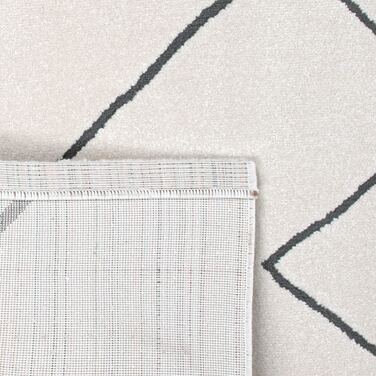 Домашній килим Paco з коротким ворсом для передпокою, спальні, Сучасний скандинавський ромбоподібний візерунок, розмір колір (80x300 см, білий)
