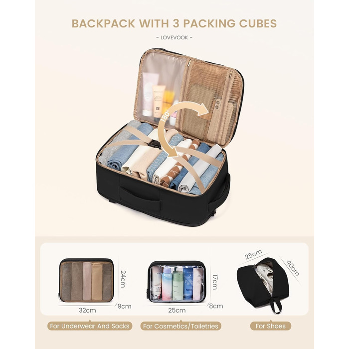 Рюкзак для ручної поклажі OVEVOOK: 40 л, водонепроникний, для подорожей, 17