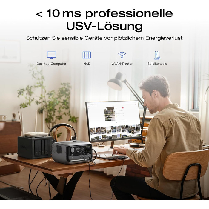 Електростанція EcoFlow RIVER 3 Plus+60W: портативна, 245 Wh, LFP акумулятор, 600 W, USB, UPS, для кемпінгу та дому