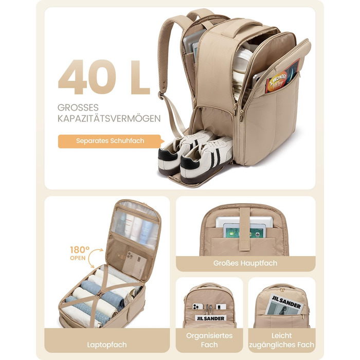 Рюкзак для ручної поклажі OVEVOOK: місткий, 40л, для ноутбука 17