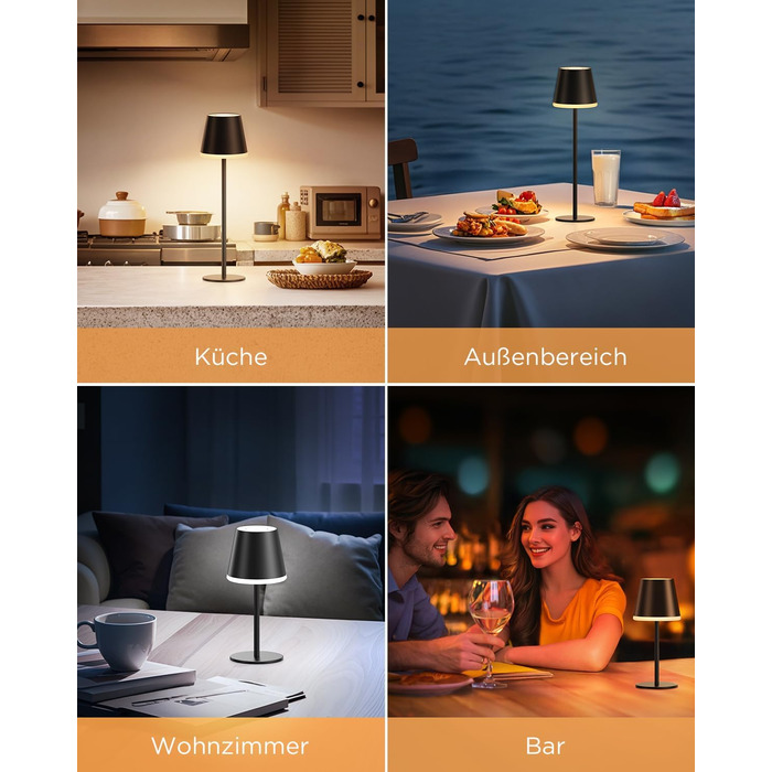 LED-лампа NIBSHOOM настільна бездротова диммерна, 5200mAh, IP54, RGB, регулювання висоти, 3 колірні температури (2 шт.)