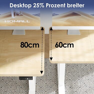 Електричний регульований стіл Homall 160x80 см з пам'яттю, комп'ютерний стіл для роботи стоячи та сидячи, чотирисекційна стільниця
