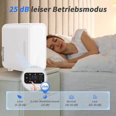 Міні-холодильник YASHE 6 л на 8 банок, портативний термоелектричний охолоджувач 220-240V AC/DC для авто, офісу, спальні та косметики, білий