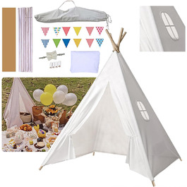 Дитячий намет-типі Kindertipi Dacron 120x120x160 см з вікном, миється, для дитячої кімнати, 4-х стовпчиків, білий