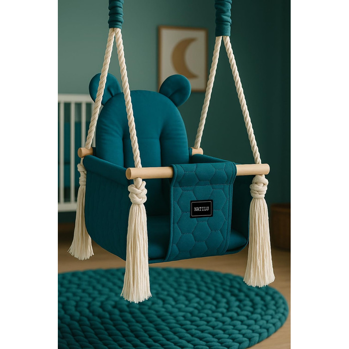 Дитяча гойдалка для дому та вулиці Bär Light Velvet | Гойдалка для малюків з м'яким сидінням